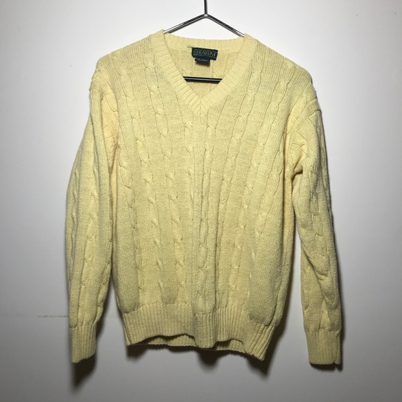 Stratum Sweaters - Stratum Yellow Cableknit Sweater